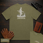 Carpenter embroidered t-shirt in Hemp, Carrying Lumber (Female)