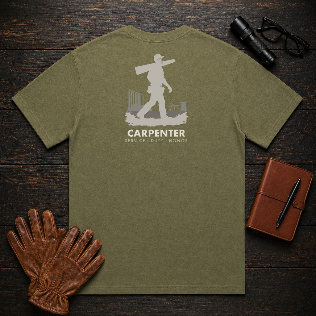 Carpenter t-shirt in Hemp, Carrying Lumber (Male)