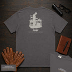 Chef embroidered t-shirt in Graphite, Chopping at the Bench (Male)
