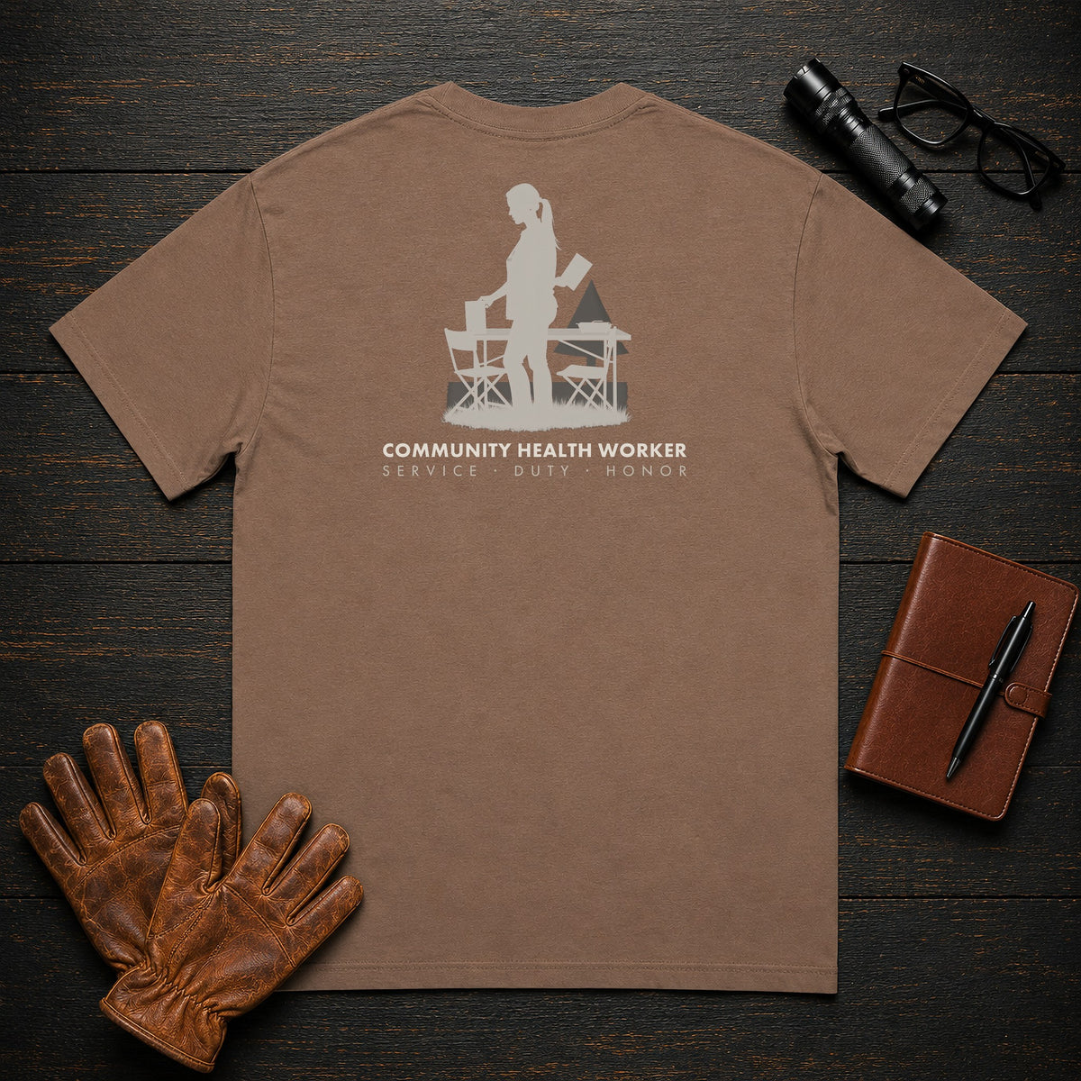 Community Health Worker t-shirt in Espresso, Community Table (Female)