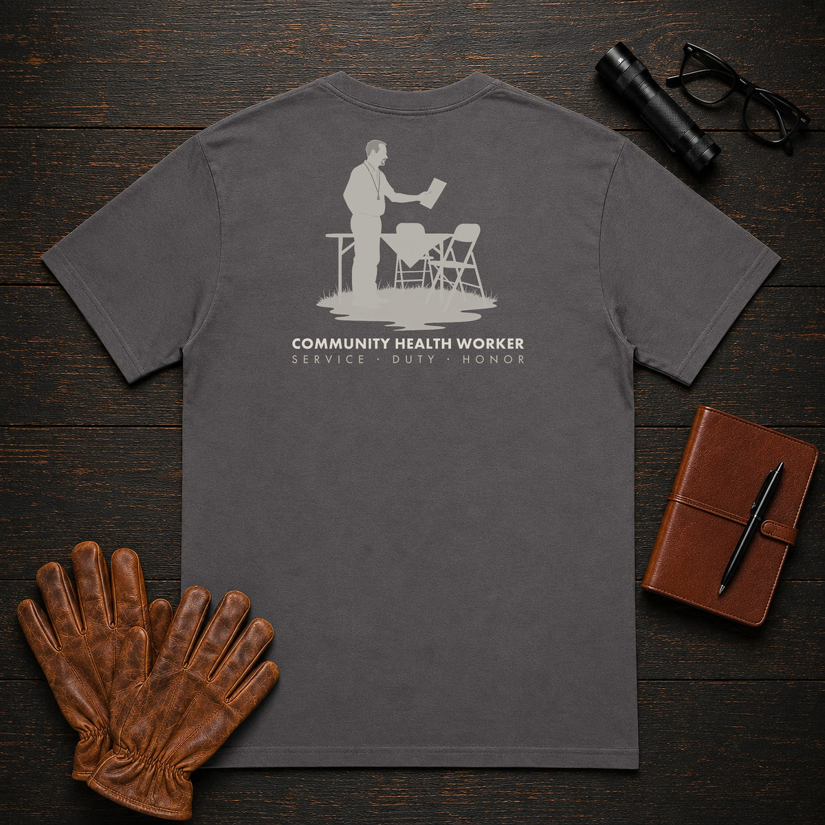 Community Health Worker t-shirt in Graphite, Community Table (Male)