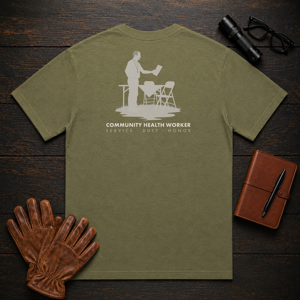 Community Health Worker t-shirt in Hemp, Community Table (Male)
