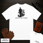 Community Health Worker embroidered t-shirt in White, Neighborhood Visit (Male)