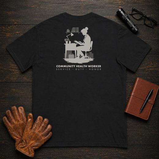 Community Health Worker T-Shirt | Standard Back Print | Referral Binder (Female)