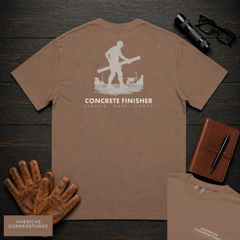 Concrete Finisher embroidered t-shirt in Espresso, Screeding Level (Male)