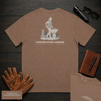 Construction Laborer T-Shirt | Statement Embroidered Front + Back Print | Hauling Block (Female) — Espresso