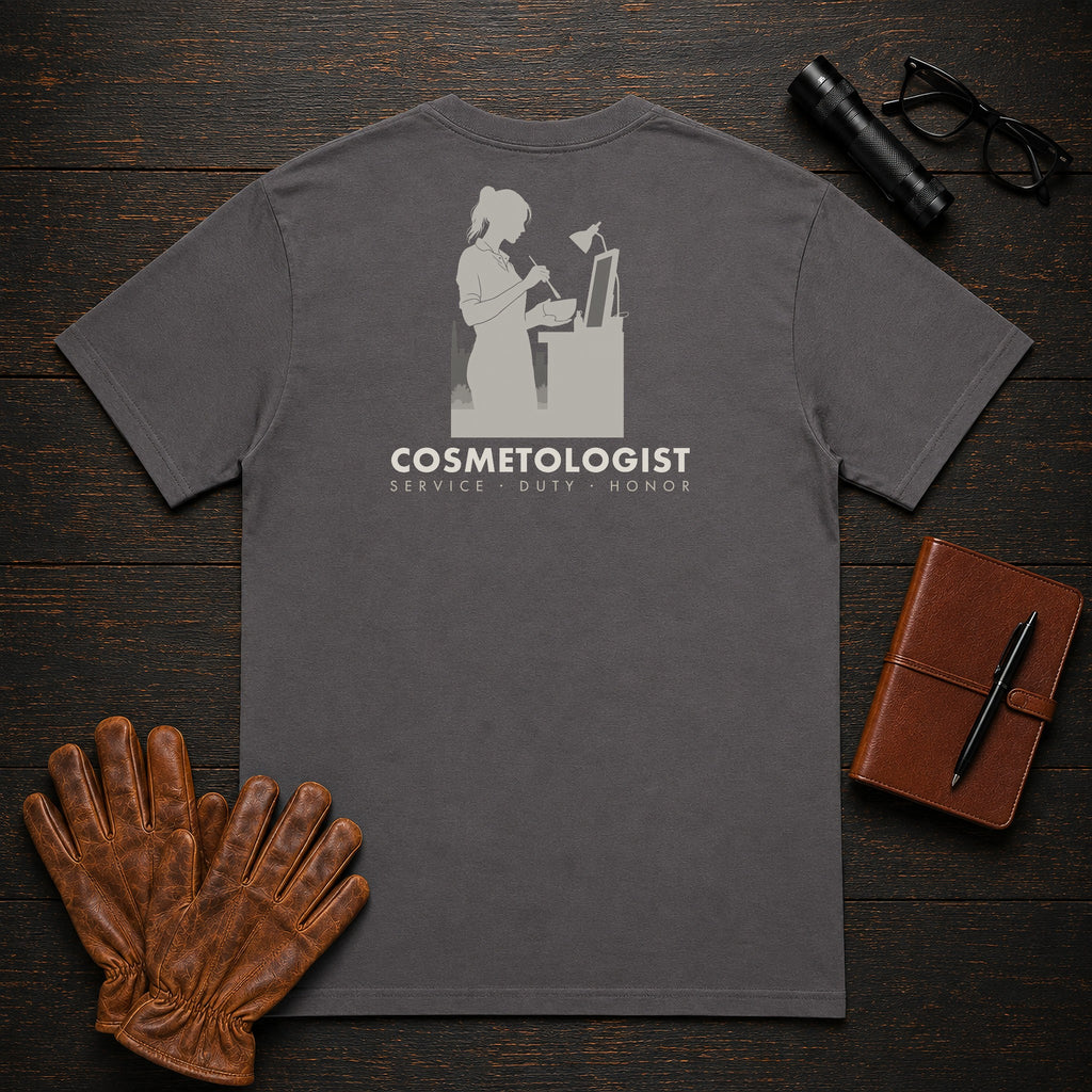 Cosmetologist T-Shirt | Standard Back Print | Mixing the Color (Female) — Graphite