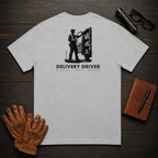 Delivery Driver T-Shirt | Standard Back Print | Organizing the Van (Male) — Granite