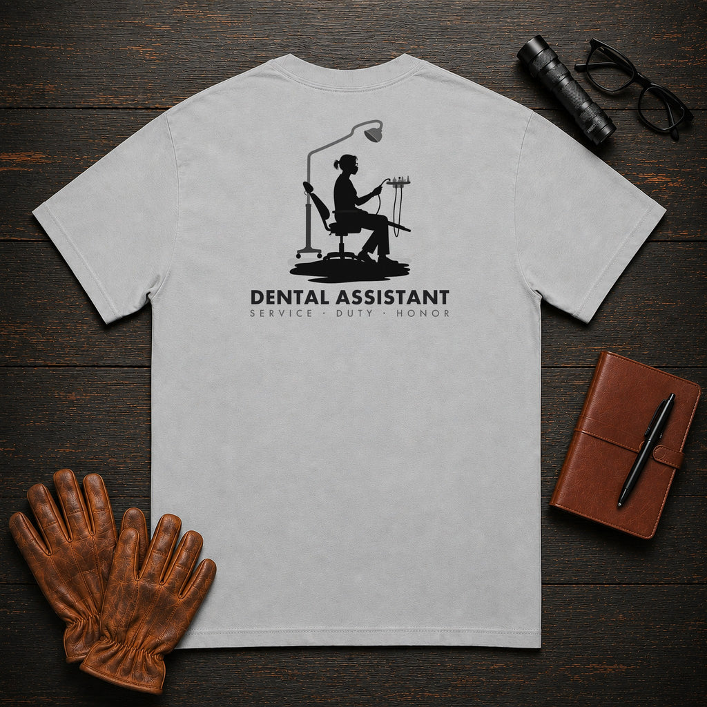 Dental Assistant t-shirt in Granite, Chairside Suction (Female)