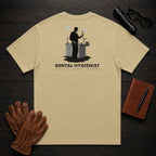 Dental Hygienist T-Shirt | Standard Back Print | Brushing Demonstration (Male) — Khaki