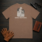 Diesel Mechanic T-Shirt | Standard Back Print | Changing a Filter (Female) — Espresso