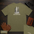 Electrician T-Shirt | Statement Embroidered Front + Back Print | Testing a Circuit (Female) — Hemp