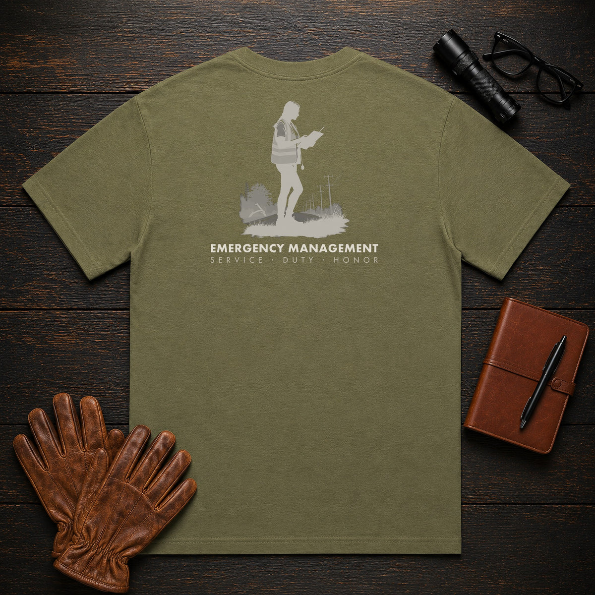 Emergency Management T-Shirt | Standard Back Print | Field Damage Walk (Female) — Hemp