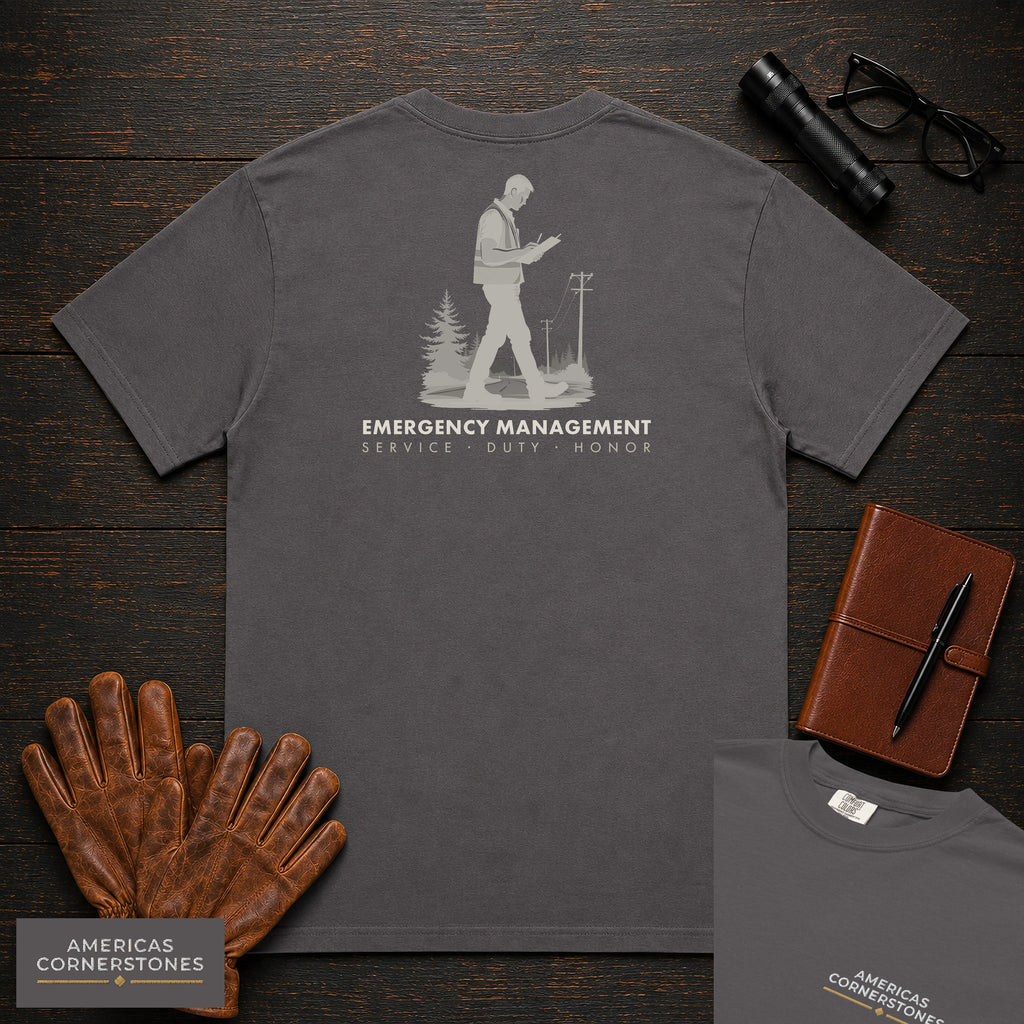 Emergency Management embroidered t-shirt in Graphite, Field Damage Walk (Male)