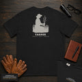 Farmer embroidered t-shirt in Black, Examining the Crop (Female)