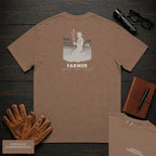 Farmer embroidered t-shirt in Espresso, Examining the Crop (Male)