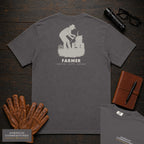 Farmer embroidered t-shirt in Graphite, Checking the Tractor (Female)