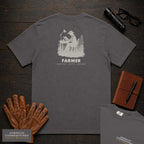 Farmer embroidered t-shirt in Graphite, Reviewing the Ledger (Female)