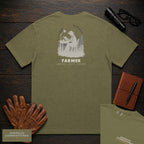 Farmer embroidered t-shirt in Hemp, Reviewing the Ledger (Female)