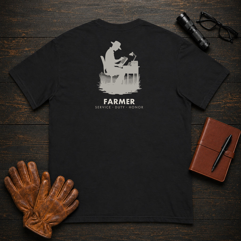 Farmer t-shirt in Black, Reviewing the Ledger (Male)