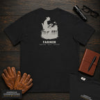 Farmer embroidered t-shirt in Black, Reviewing the Ledger (Male)