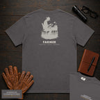Farmer embroidered t-shirt in Graphite, Reviewing the Ledger (Male)