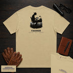Farmer embroidered t-shirt in Khaki, Reviewing the Ledger (Male)