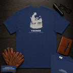 Farmer embroidered t-shirt in True Navy, Reviewing the Ledger (Male)