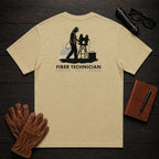 Fiber Technician T-Shirt | Standard Back Print | Pulling the Cable (Female) — Khaki