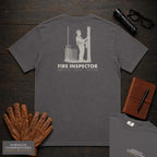 Fire Inspector T-Shirt | Statement Embroidered Front + Back Print | Extinguisher Check (Male) — Graphite
