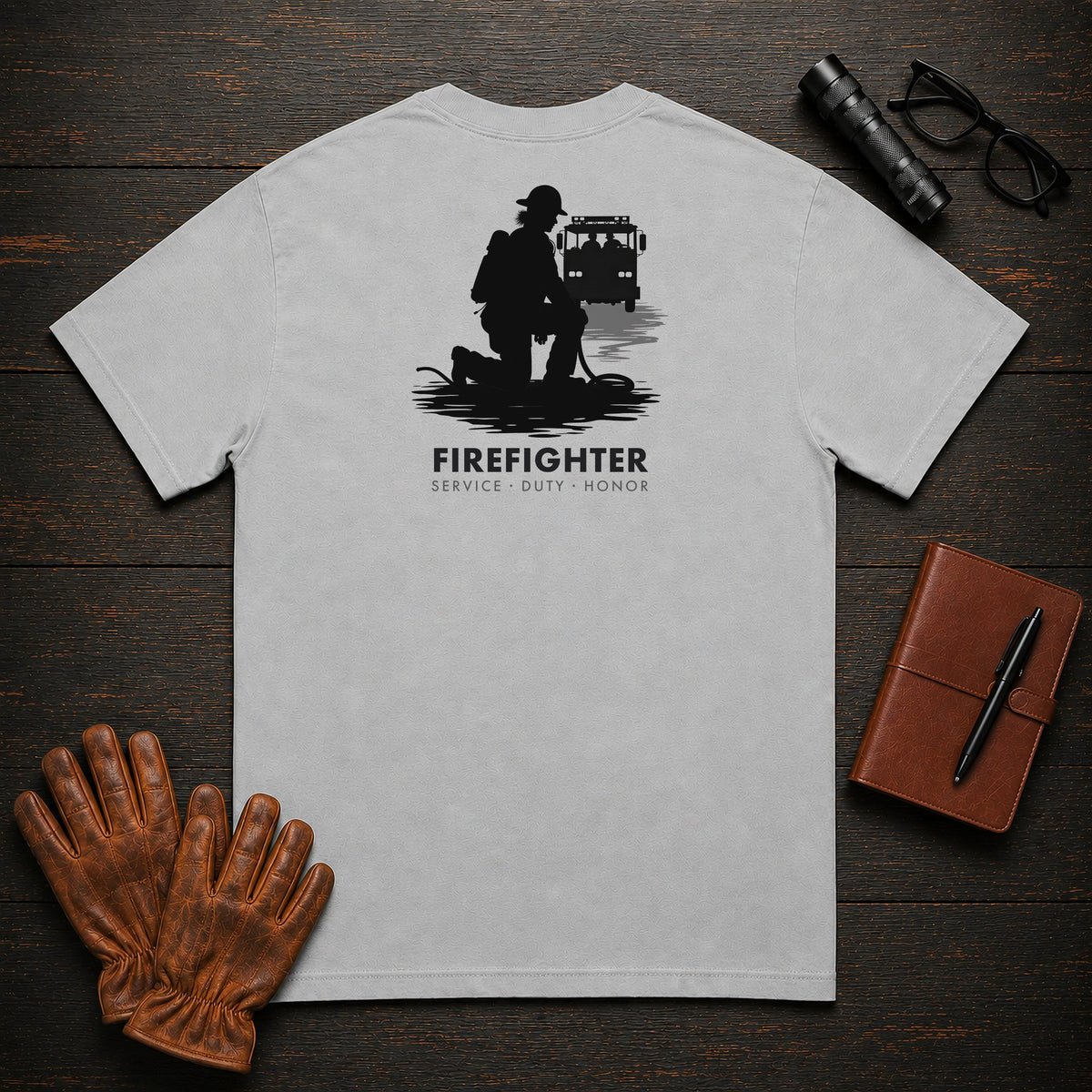 Firefighter t-shirt in Granite, Hose Roll (Female)
