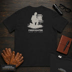 Firefighter T-Shirt | Statement Embroidered Front + Back Print | Hose Roll (Female)