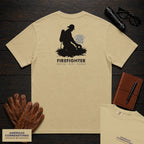 Firefighter embroidered t-shirt in Khaki, Hose Roll (Male)