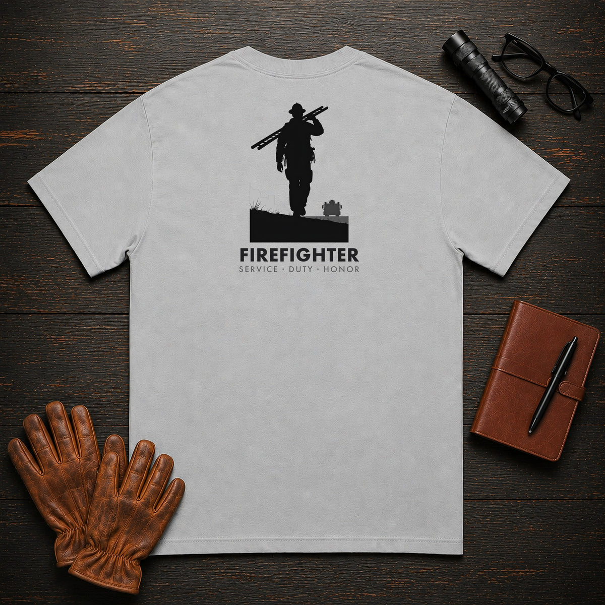 Firefighter t-shirt in Granite, Ladder Carry (Male)