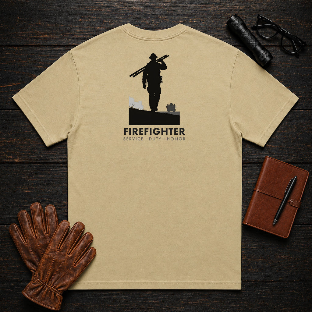 Firefighter t-shirt in Khaki, Ladder Carry (Male)