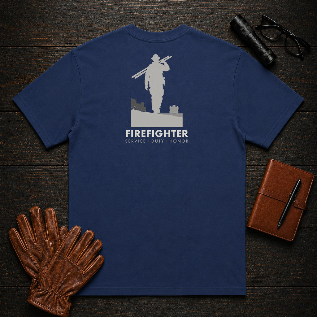 Firefighter t-shirt in True Navy, Ladder Carry (Male)