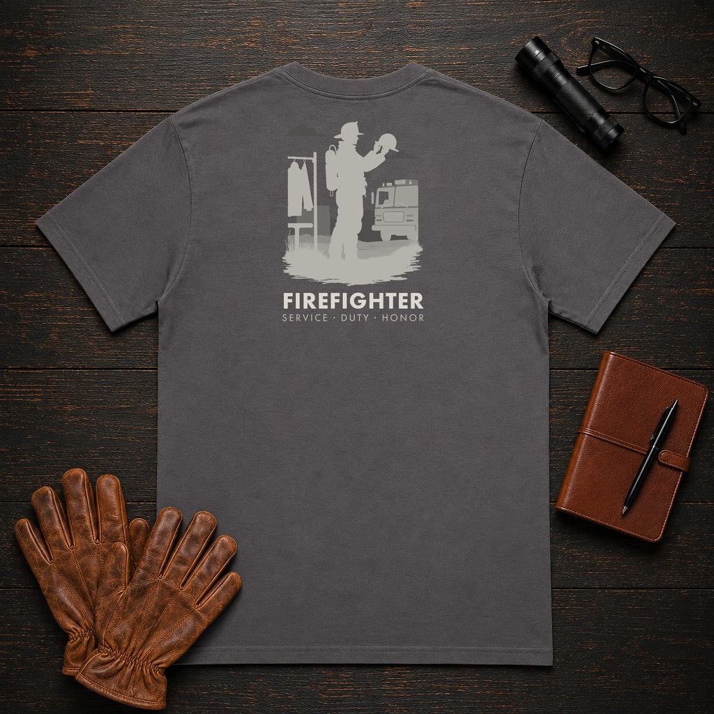 Firefighter t-shirt in Graphite, Helmet Check (Female)