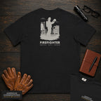 Firefighter embroidered t-shirt in Black, Helmet Check (Female)