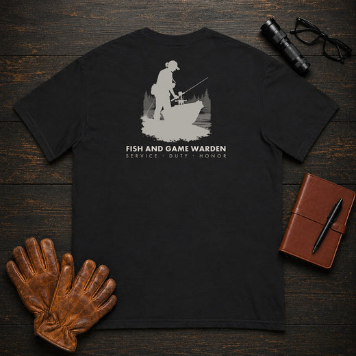 Fish and Game Warden T-Shirt | Standard Back Print | Boat Patrol (Female)