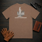 Flight Attendant T-Shirt | Standard Back Print | Safety Demonstration (Female) — Espresso