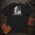 Greenhouse Specialist T-Shirt | Standard Back Print | Inspecting Leaves (Male) — Black