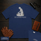 Heavy Equipment Mechanic T-Shirt | Statement Embroidered Front + Back Print | Bench Work (Female) — True Navy