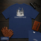 Kindergarten Teacher embroidered t-shirt in True Navy, Counting at table (Female)