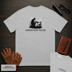 Kindergarten Teacher embroidered t-shirt in Granite, Counting at table (Male)