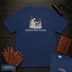 Kindergarten Teacher embroidered t-shirt in True Navy, Counting at table (Male)