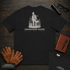 Kindergarten Teacher embroidered t-shirt in Black, Setting up center (Female)