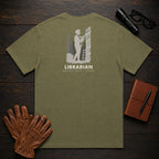 Librarian T-Shirt | Standard Back Print | Shelving Books (Female) — Hemp