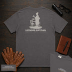 Licensed Dietitian T-Shirt | Statement Embroidered Front + Back Print | Food Models (Female) — Graphite