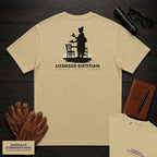 Licensed Dietitian T-Shirt | Statement Embroidered Front + Back Print | Food Models (Female) — Khaki
