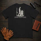 Licensed Practical Nurse T-Shirt | Standard Back Print | Medication Cart (Male) — Black